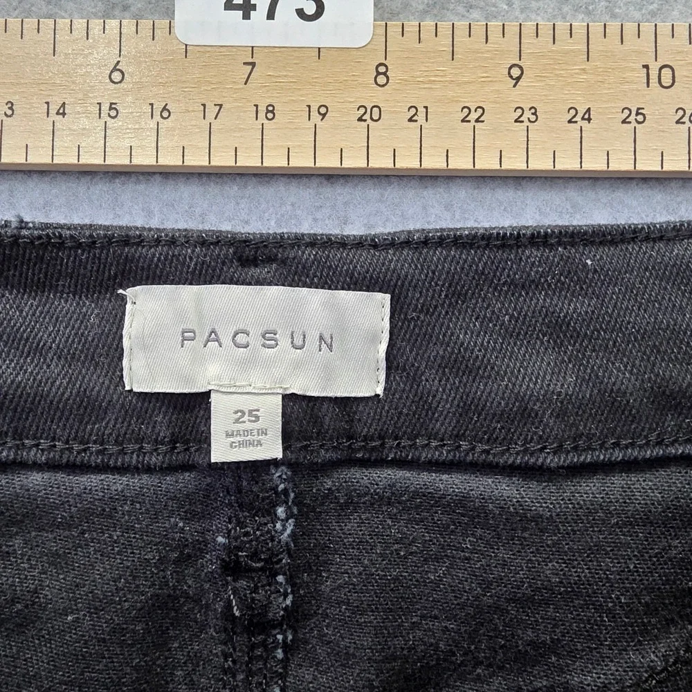 PacSun Womens Black Denim Cargo Mini Skirt Size 25 Utility‎ Pocket Y2K Style